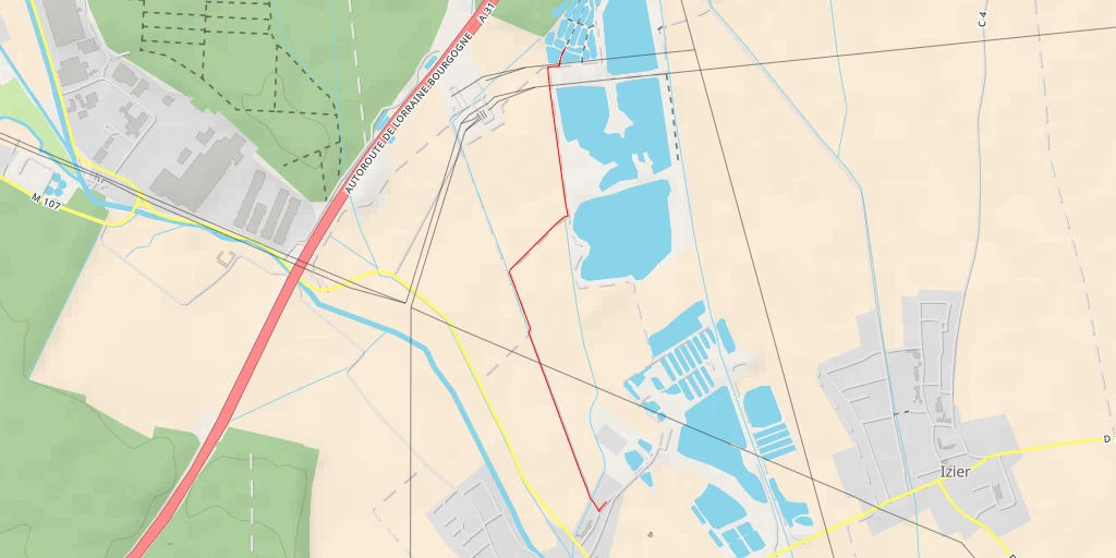 Carte de l'itinéraire :  Autoroute de Lorraine-Bourgogne