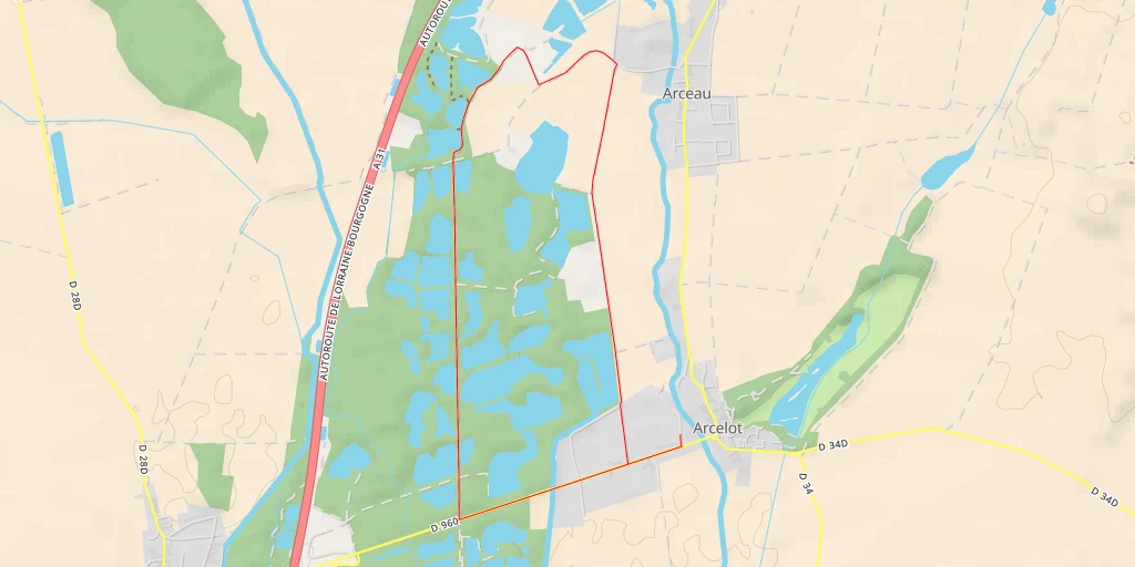 Carte de l'itinéraire :  Autoroute de Lorraine-Bourgogne