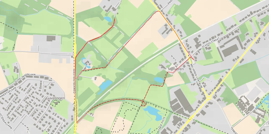 Carte de l'itinéraire :  Kasteel Menten de Horne - Melveren-Centrum