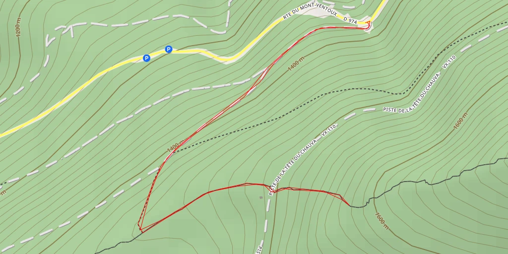 Map of the trail for Piste de la Tête du Chauva