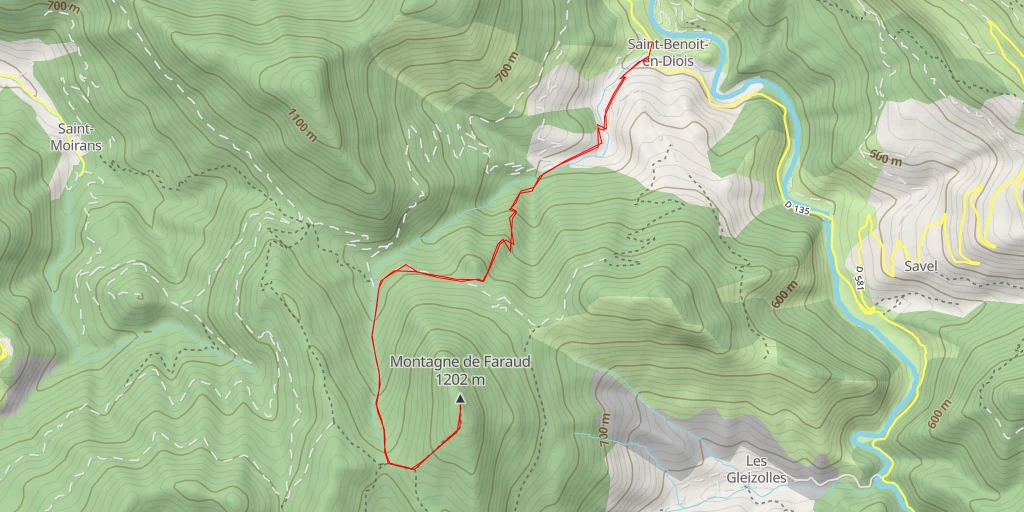 Map of the trail for Montagne de Faraud