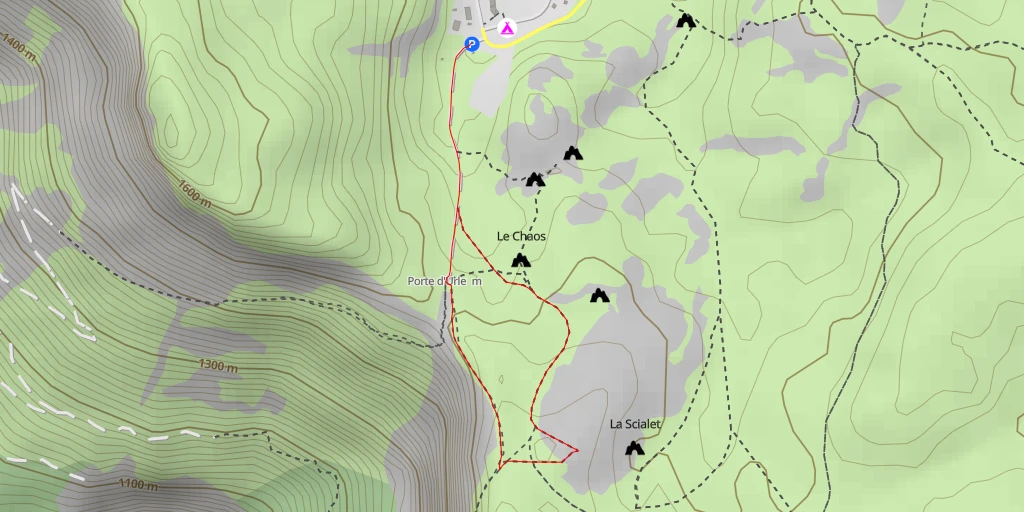 Map of the trail for Le Ruines