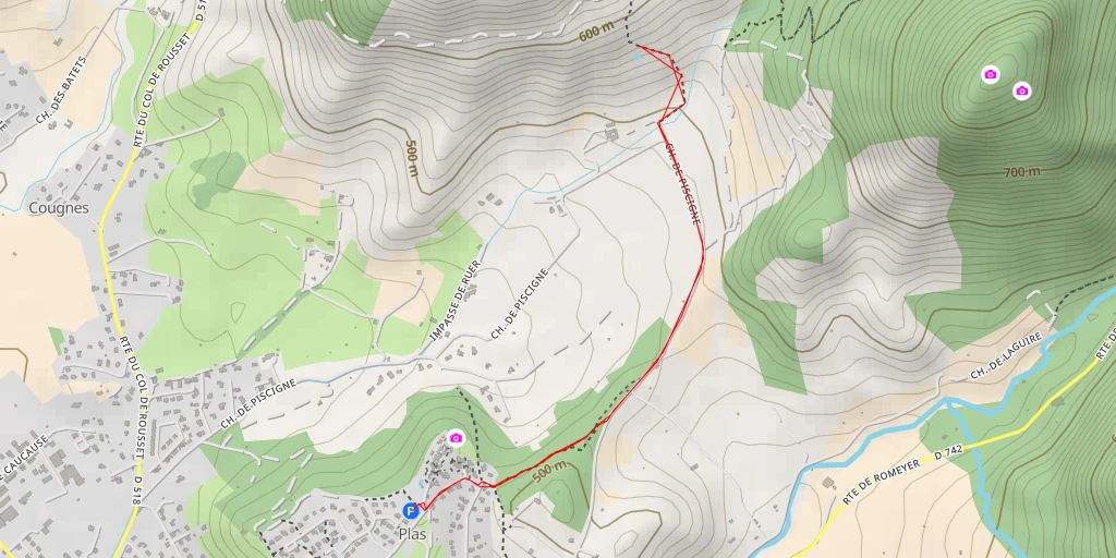 Map of the trail for DIE081_02 - Chemin de Piscigne