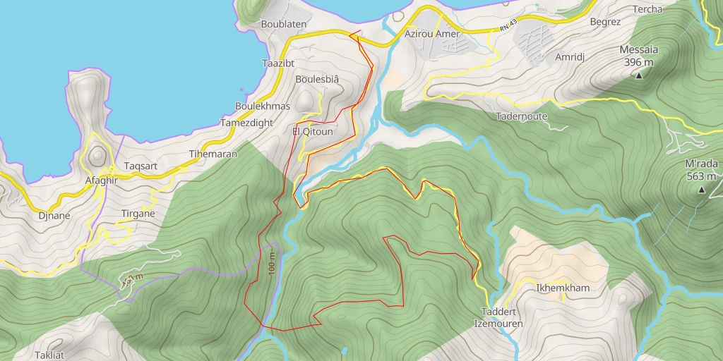 Carte de l'itinéraire :  Ighil Ou'guemoune إغيل أو ڤمون