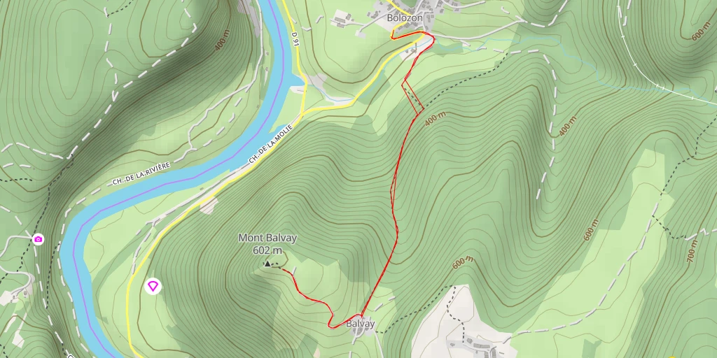 Map of the trail for Balvay - le chateau - Route de Serrières