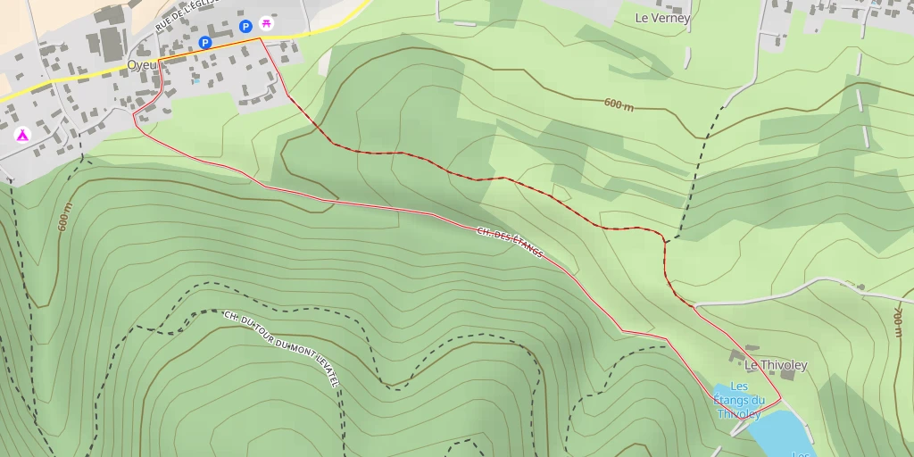 Map of the trail for Les Étangs du Thivoley