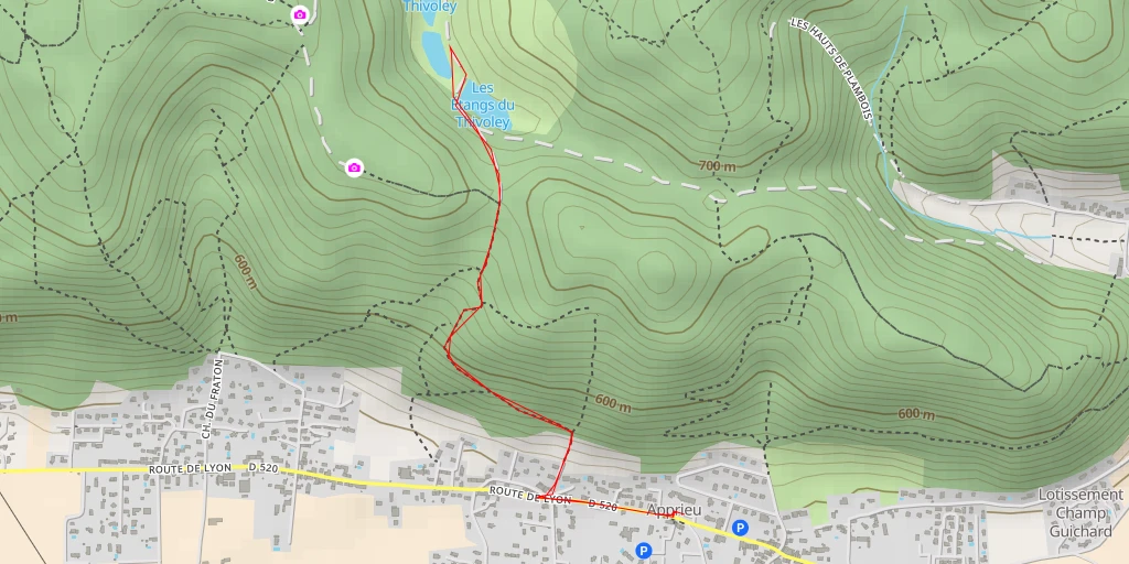 Map of the trail for Les Étangs du Thivoley