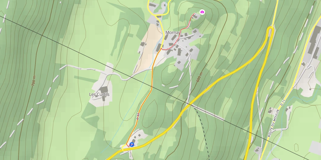 Map of the trail for AI - Chapelle Saint-Pierre - Nurieux-Volognat