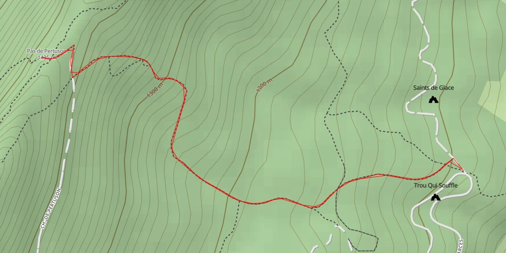 Map of the trail for Rochers du Pertuson