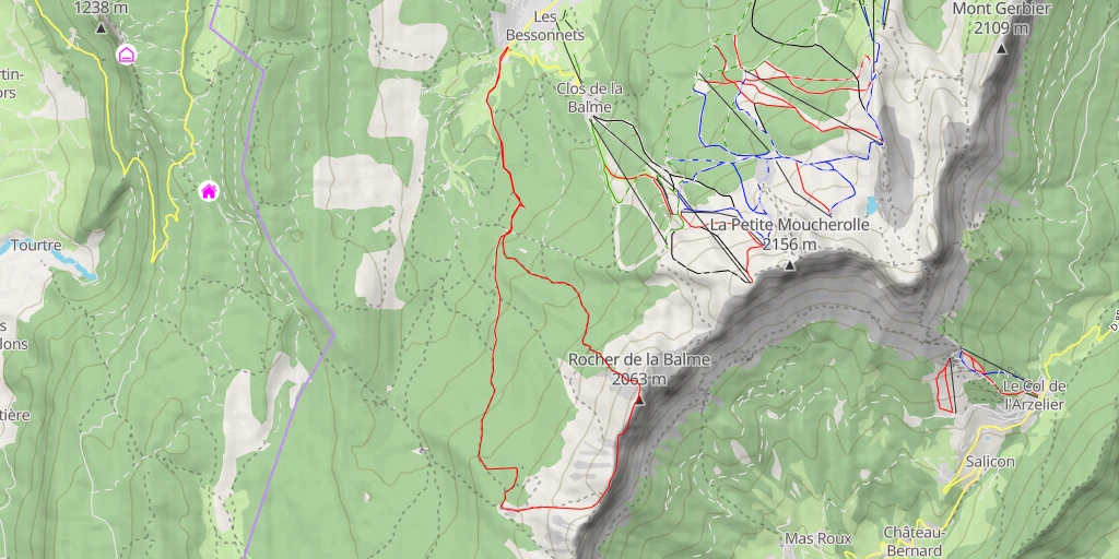 Map of the trail for  Tête des Chaudières par la combe de Fer, retour par le grand Pot