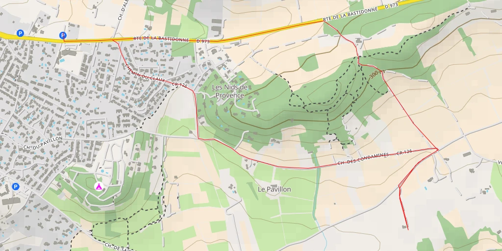 Carte de l'itinéraire :  piscine