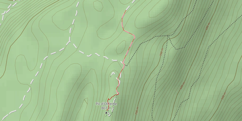 Map of the trail for AI - Pic d'Oliferne