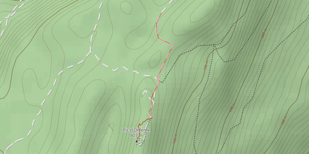 Map of the trail for Pic d'Oliferne