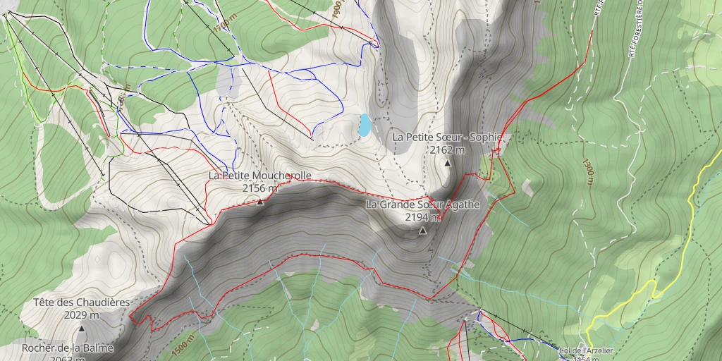 Map of the trail for Grande Moucherolle par le Col des Deux Soeurs et le pas de la Balme
