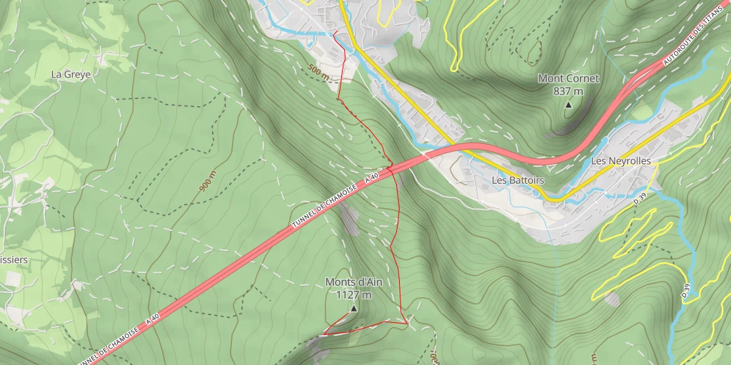 Carte de l'itinéraire :  Monts d'Ain