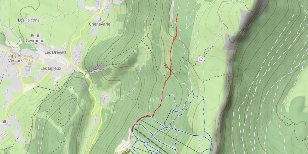 Carte de l'itinéraire :  bord de falaise - Lans-en-Vercors