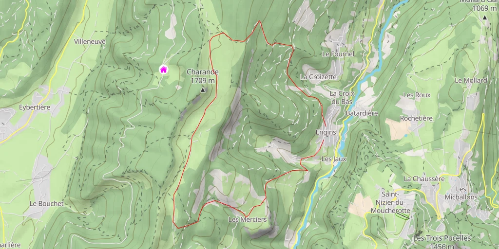 Map of the trail for Charande en boucle depuis Engins