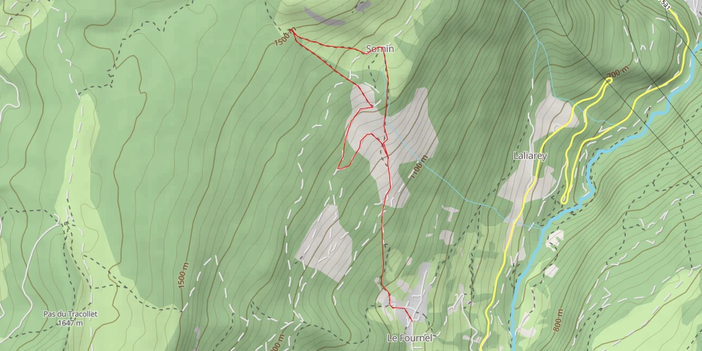 Carte de l'itinéraire :  La Cote 1545 mètres - Engins