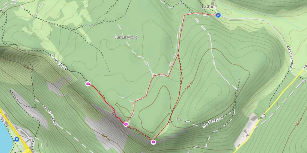 Map of the trail for AI - Chemin des Fècles - Nantua