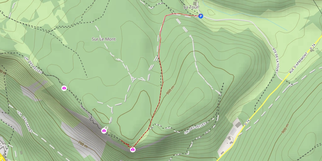 Map of the trail for AI - Chemin des Fècles - Nantua