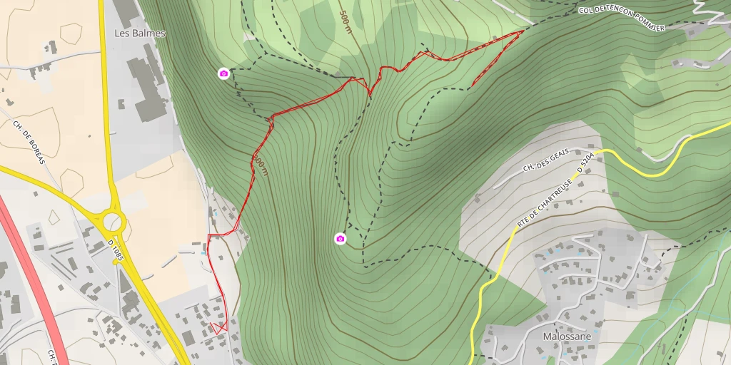 Map of the trail for Col de la Tencon - La Buisse