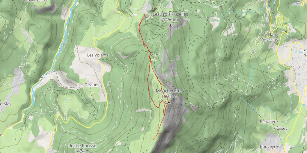 Map of the trail for sente de crête - Saint-Nizier-du-Moucherotte