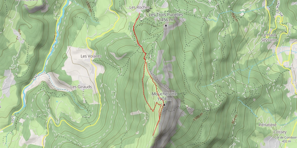 Map of the trail for sente de crête - Saint-Nizier-du-Moucherotte