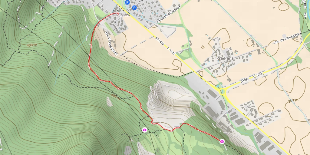 Map of the trail for Belvédère des Gingeolles