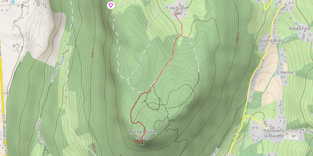 Map of the trail for Roche Brune Accès pédestre
