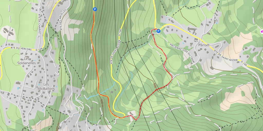 Map of the trail for Route de Saint-Nizier