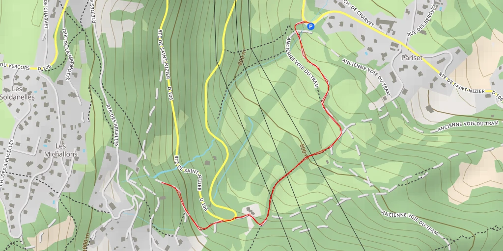 Map of the trail for Route de Saint-Nizier - Route de Saint-Nizier