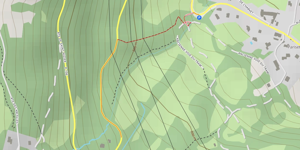 Carte de l'itinéraire :  Route de Saint-Nizier - Route de Saint-Nizier