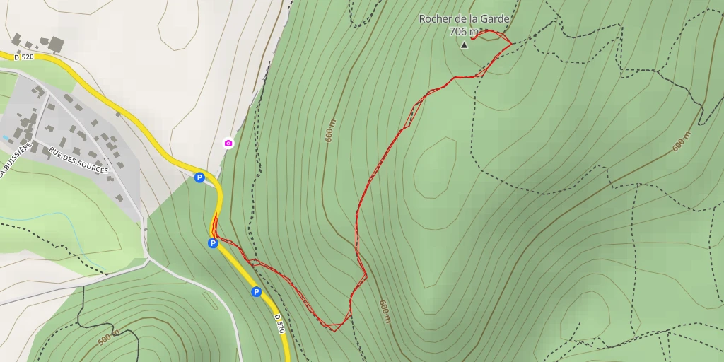 Map of the trail for Rocher de la Garde
