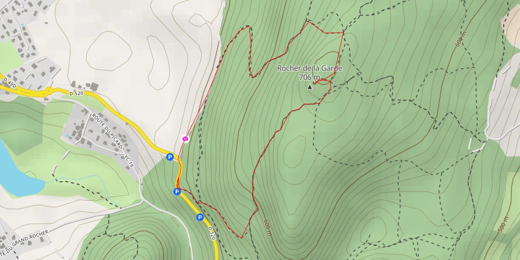 Map of the trail for Rocher de la Garde