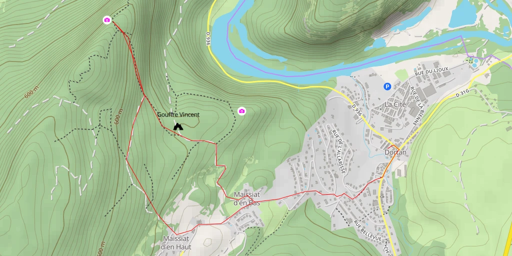 Map of the trail for AI - La Pierre qui vire - Dortan