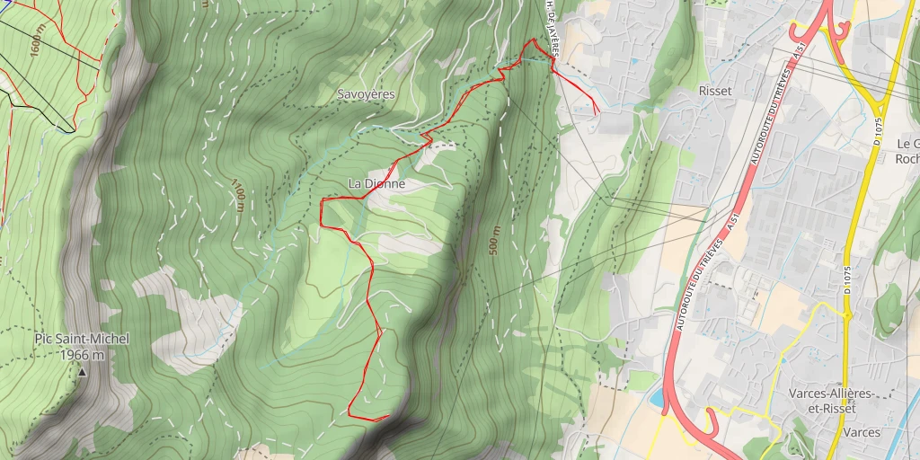 Map of the trail for sentier justin et via cordata de la bourgeoise