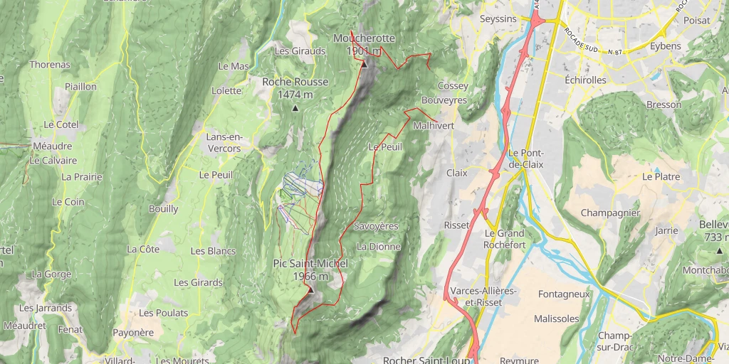 Map of the trail for Pic Saint Michel Le Moucherotte depuis Cossey