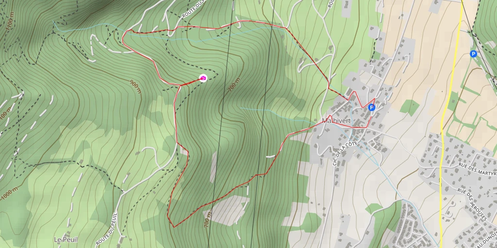 Map of the trail for Route du Peuil