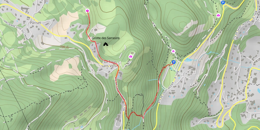 Map of the trail for Chemin de la Tour à Fontaine