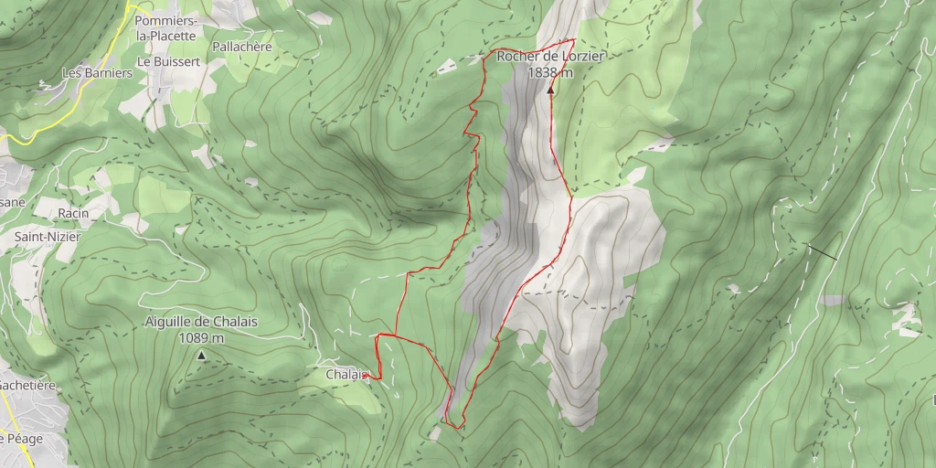 Map of the trail for Rocher de Lorzier