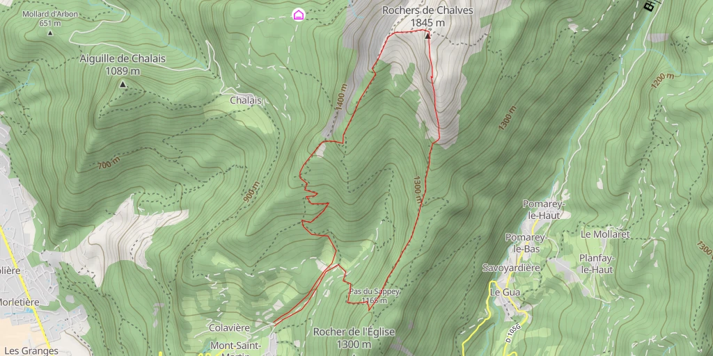 Map of the trail for Rochers de Chalves - Bannettes Arête S