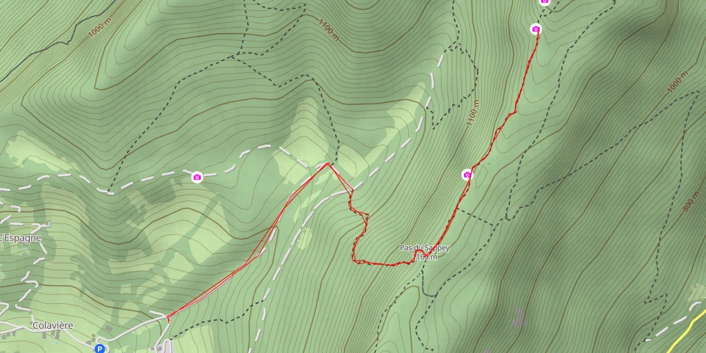 Map of the trail for Point de vue sur Mont-Saint-Martin vers le sud