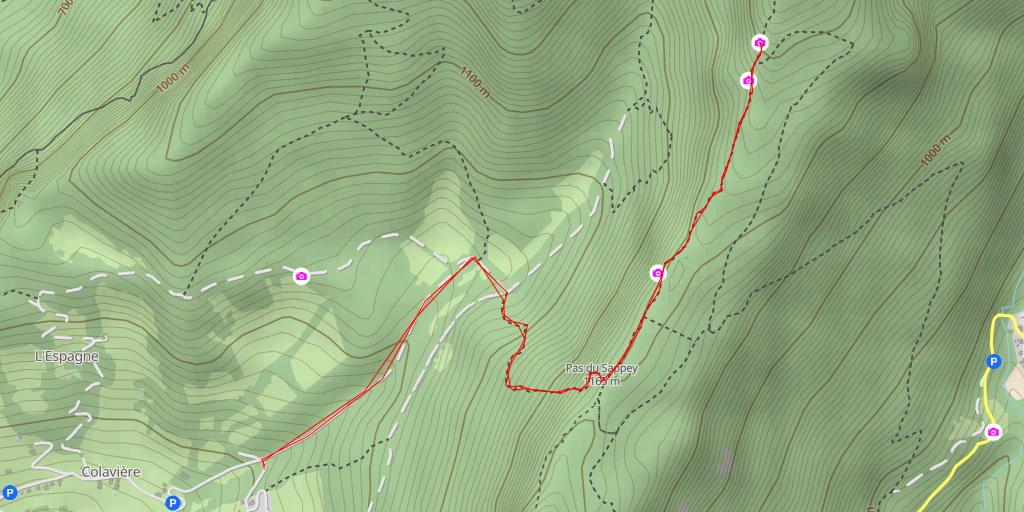 Map of the trail for à travers les bois - Proveysieux