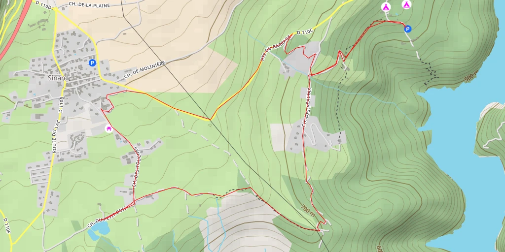 Carte de l'itinéraire :  Chemin du Petit Bois