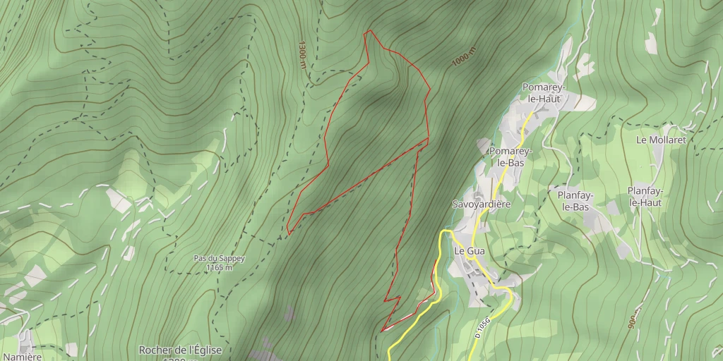 Map of the trail for Grotte de la Barre Mangin versant E depuis Pomarey