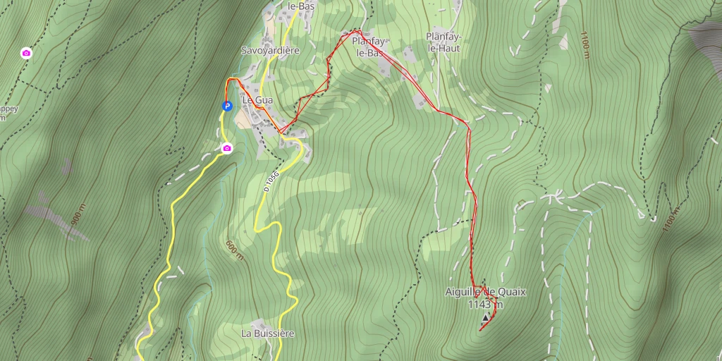 Map of the trail for Aiguille de Quaix