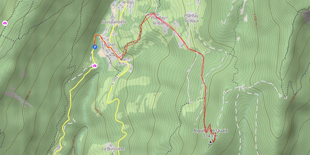 Map of the trail for Aiguille de Quaix