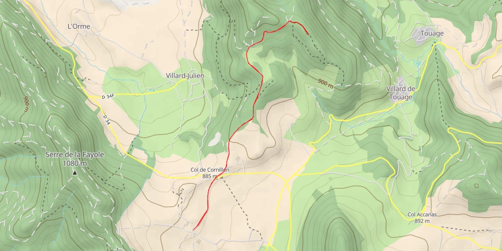 Map of the trail for Chemin de l'Aurouse - Saint-Jean-d'Hérans