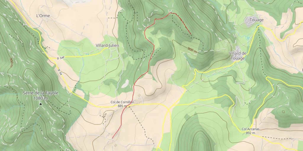 Map of the trail for Chemin de l'Aurouse - Saint-Jean-d'Hérans