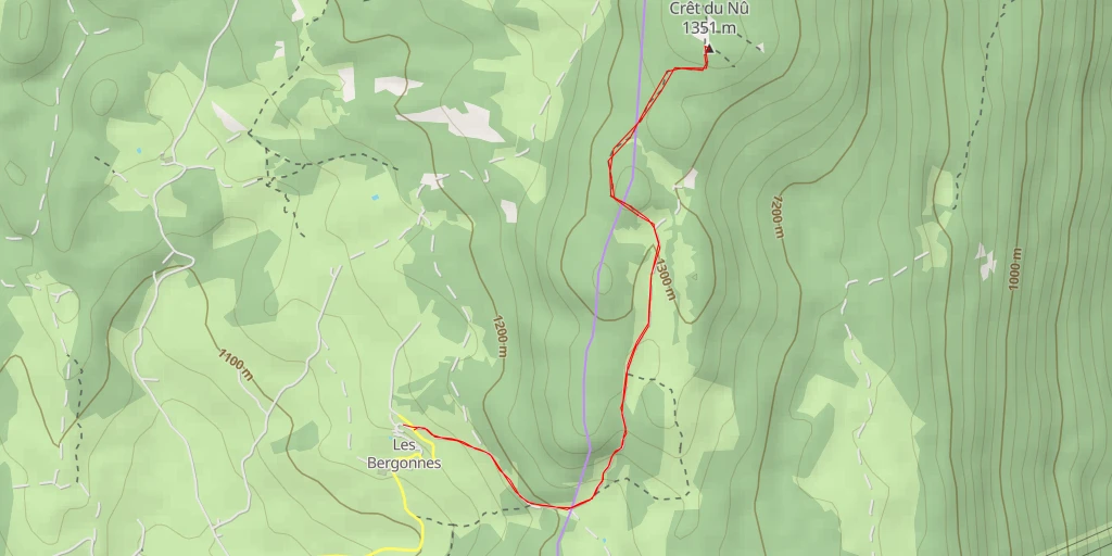 Map of the trail for Crêt du Nû